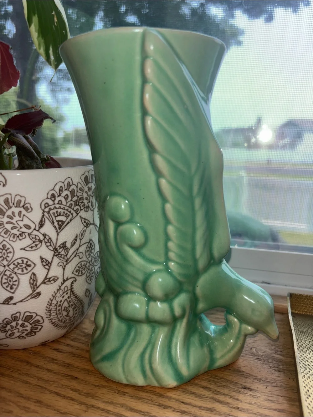 Seafoam Green Ceramic Winged Vase - Home Accents